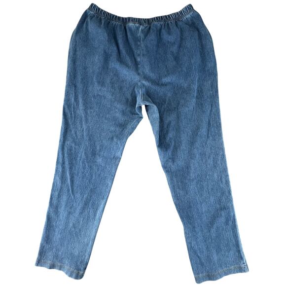 LL Bean Perfect Fit Denim Pants Women’s XL Stonewashed High Rise Tapered Elastic - Picture 5 of 16